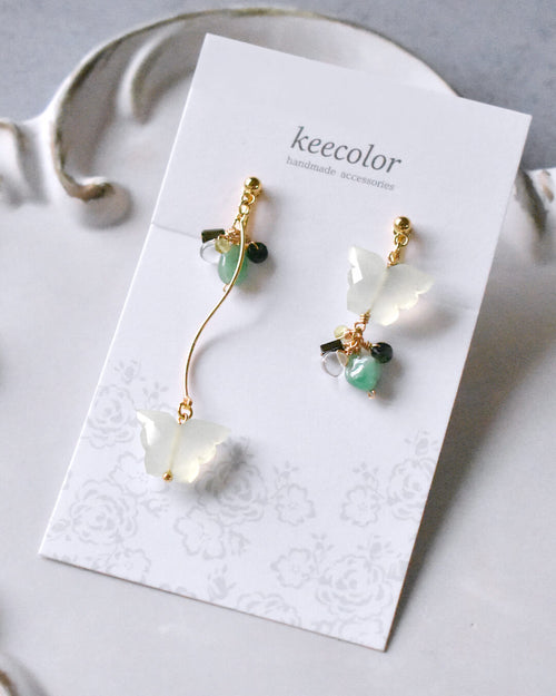 5月誕生石 エメラルド カルセドニーGL イヤリング（ピアス変更可）