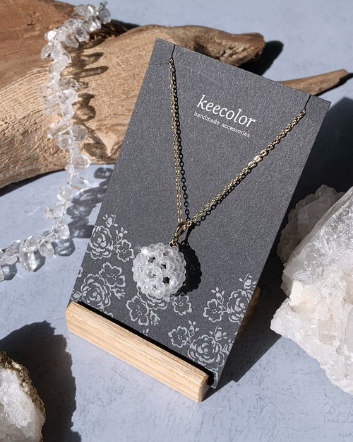 【受注生産】宇宙のエネルギーと繋がる フラーレンネックレス 2mm 水晶カット チェーン全長45cm（直径約14mm）