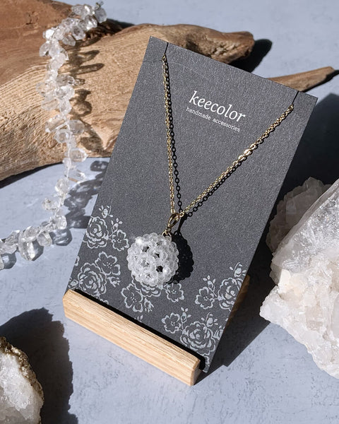 【受注生産】宇宙のエネルギーと繋がる フラーレンネックレス 2mm 水晶カット チェーン全長45cm（直径約14mm）