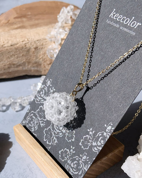 【受注生産】宇宙のエネルギーと繋がる フラーレンネックレス 2mm 水晶カット チェーン全長45cm（直径約14mm）