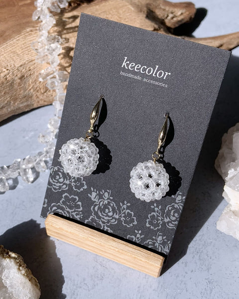 【受注生産】宇宙のエネルギーと繋がる フラーレンピアスフック 14kgf 2mm水晶カット