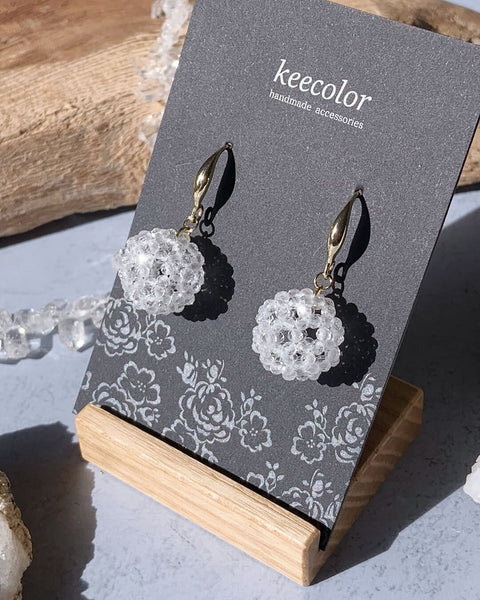 【受注生産】宇宙のエネルギーと繋がる フラーレンピアスフック 14kgf 2mm水晶カット