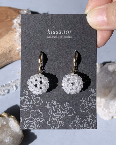 【受注生産】宇宙のエネルギーと繋がる フラーレンピアスフック 14kgf 2mm水晶カット