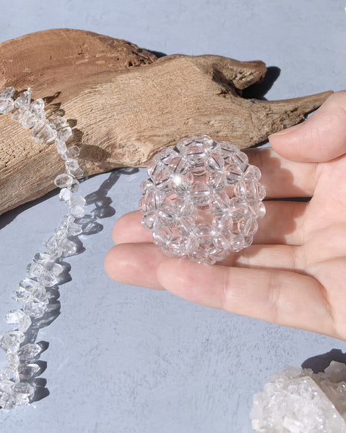 【受注生産】宇宙のエネルギーと繋がる フラーレン 6mm 水晶AAA（直径約4cm）