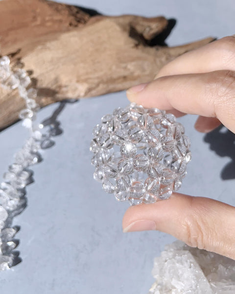【受注生産】宇宙のエネルギーと繋がる フラーレン 6mm 水晶AAA（直径約4cm）