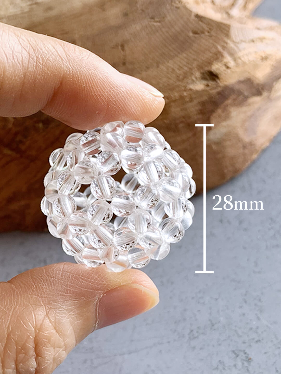 宇宙のエネルギーと繋がる フラーレン ネックレス 4.3mm玉 水晶AAA（直径約2.8cm）