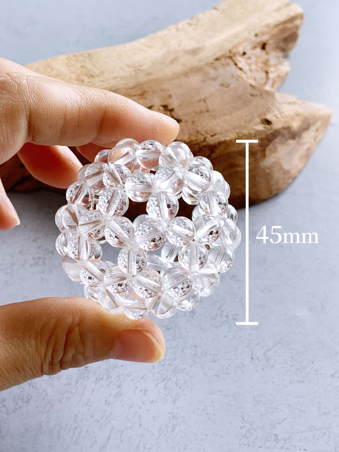 宇宙のエネルギーと繋がる フラーレンオブジェ 7mm玉 水晶AAA（直径約4.5cm）