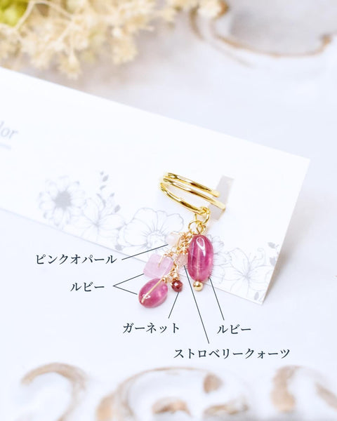 7月誕生石 ルビー イヤーカフ（片耳のピアス・イヤリング変更可）
